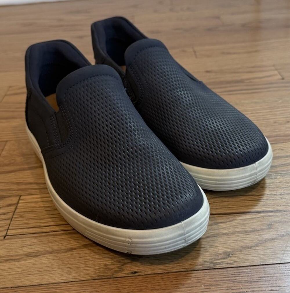 ECCO Men's Soft 7 Easy Slip-On Sneakers Perforated Marine Navy Blue EU Sz 40